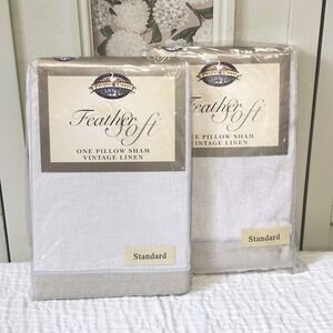 Set of 2 Pacific Coast FeatherSoft Vintage‎ Linen Pillow Shams Standard NIP